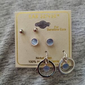 Silver and Blue Earring Set